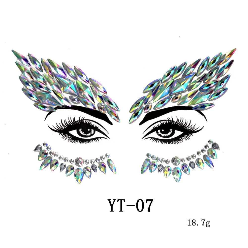 Wholesale cheap acrylic art party decorative face diamond crystal sticker stickers