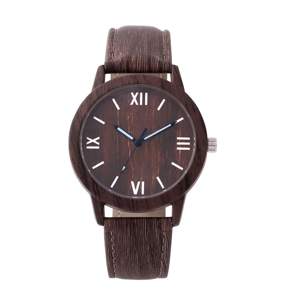 Retro Roman Numerals Scale Dial Quartz Wood Grain Watch OEM Wood Watch