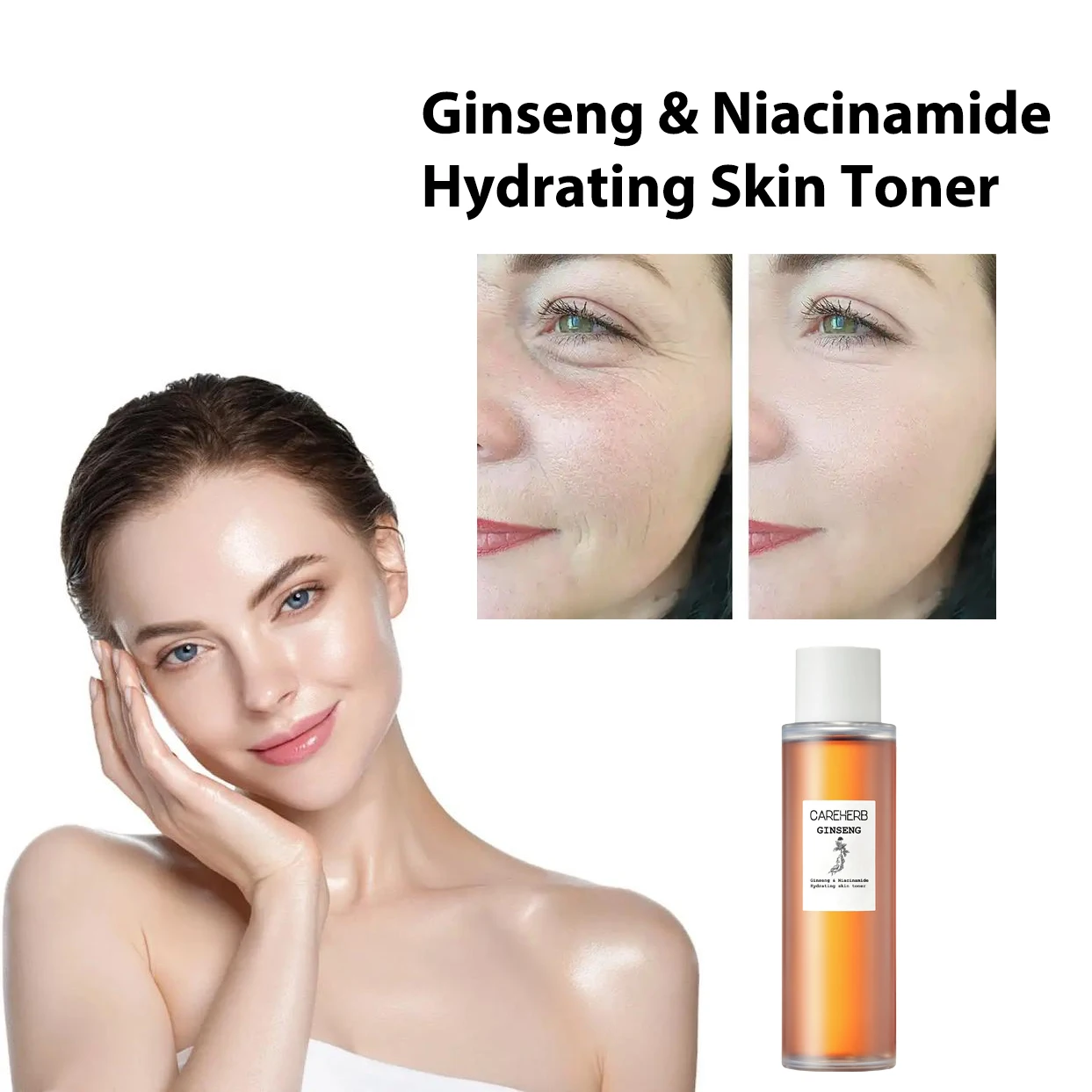 Halal Cosmetic Korean Hydrating Moisturizing Niacinamide Ginseng Water Face Toner for All Skin Type