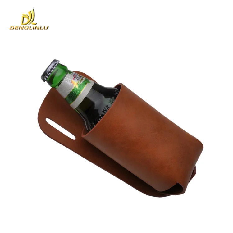 PU Leather Holster Portable Bottle Waist Beer Belt Bag Handy Wine Bottles Beverage Can Holder