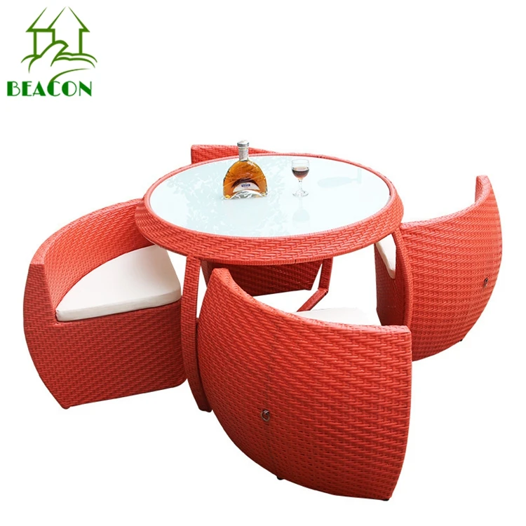 Space saver small space patio set furniture white wicker round outdoor furniture