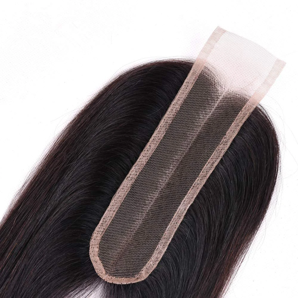  Human Hair Body Wave Brazilian Closure with 2x6 Middle Part Lace Short Weave Unprocessed