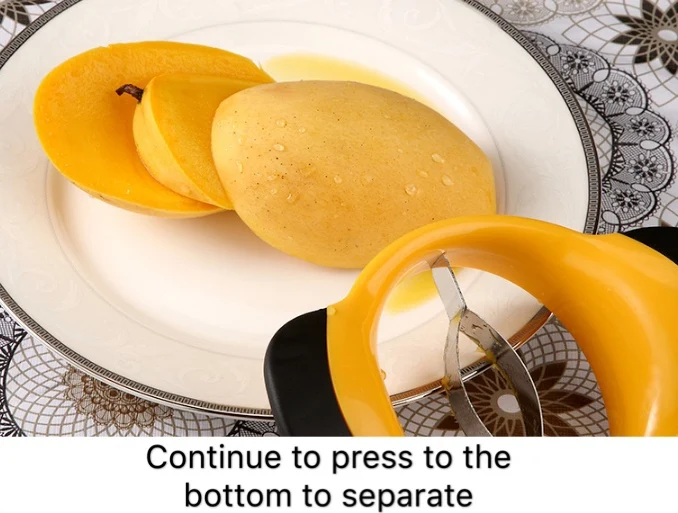 
NEW TOP Mangoschneider, Mango teilen & entkernen, rutschfester Griff, Edelstahl-Klinge, Mango Slicer, schwarz-gelb 