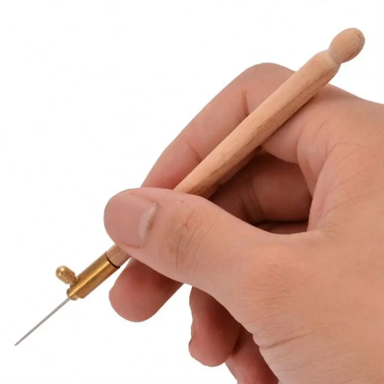 2020 Wooden Handle Tambour Crochet Hook With 3 Needles French Crochet Embroidery Beading Hoop Sewing Tool Set Diy Craft