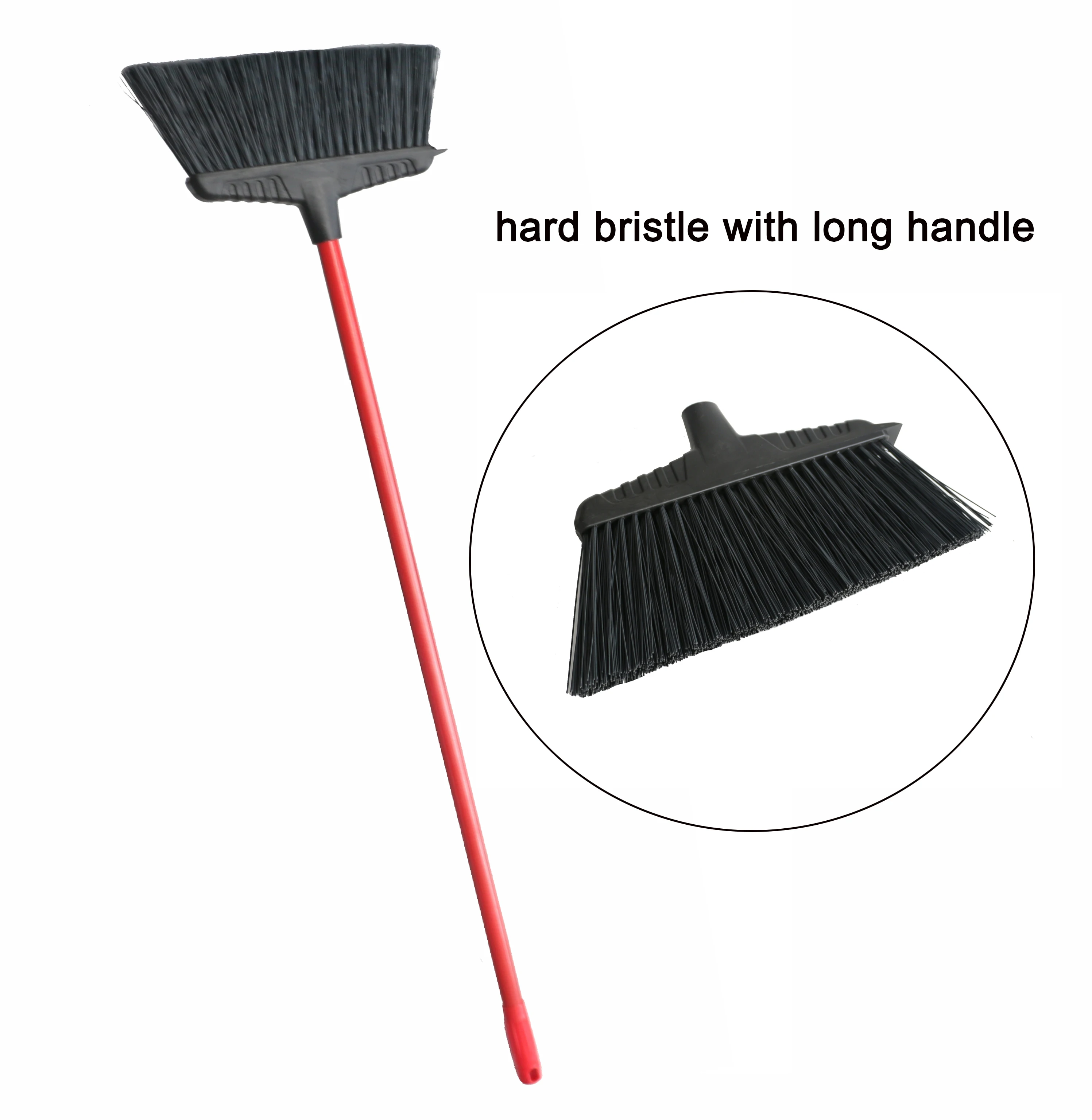 commercial heavy duty plastic yard lobby broom  with strong long stick hard bristle broom street broom