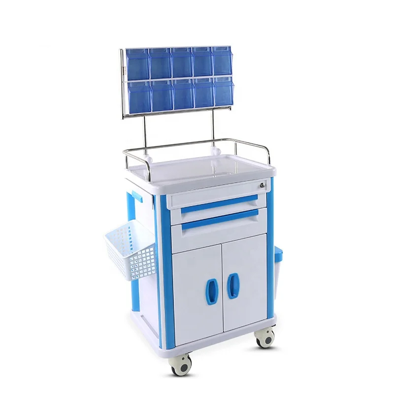 In Stock Medical ABS Hospital Emergency Trolley Nursing Crash Cart Anaesthesia Drug Trolley