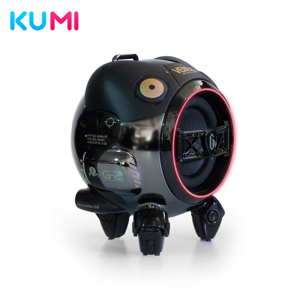10W Wireless KUMI G2 BT Speaker Portable Outdoor Loudspeaker True Stereo Low Latency on with RGB