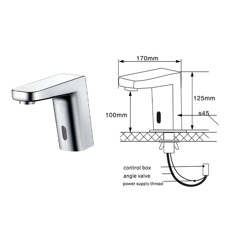 Smart Motion Infrared Sensor Faucet Automatic Touchless Chrome Vanity Faucets Bathroom Sink Faucet With Control Box