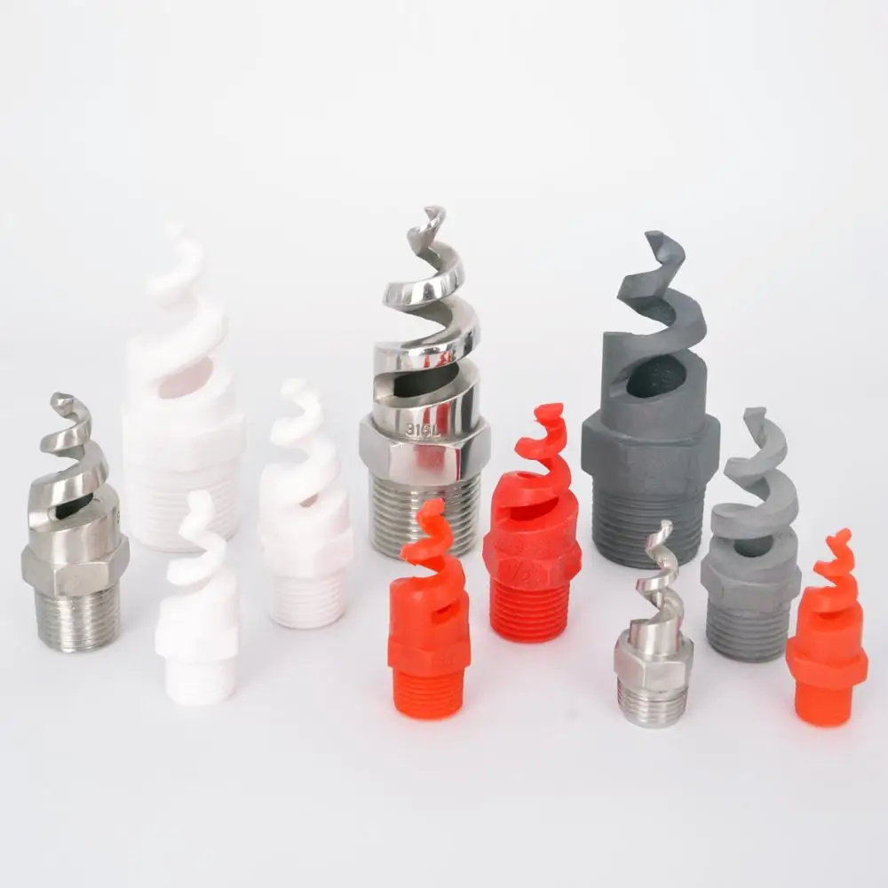 
Stainless steel SUS 316 ceramic plastic pigtail SPJT whirljet water spray spiral nozzle for flue gas desulfurization 
