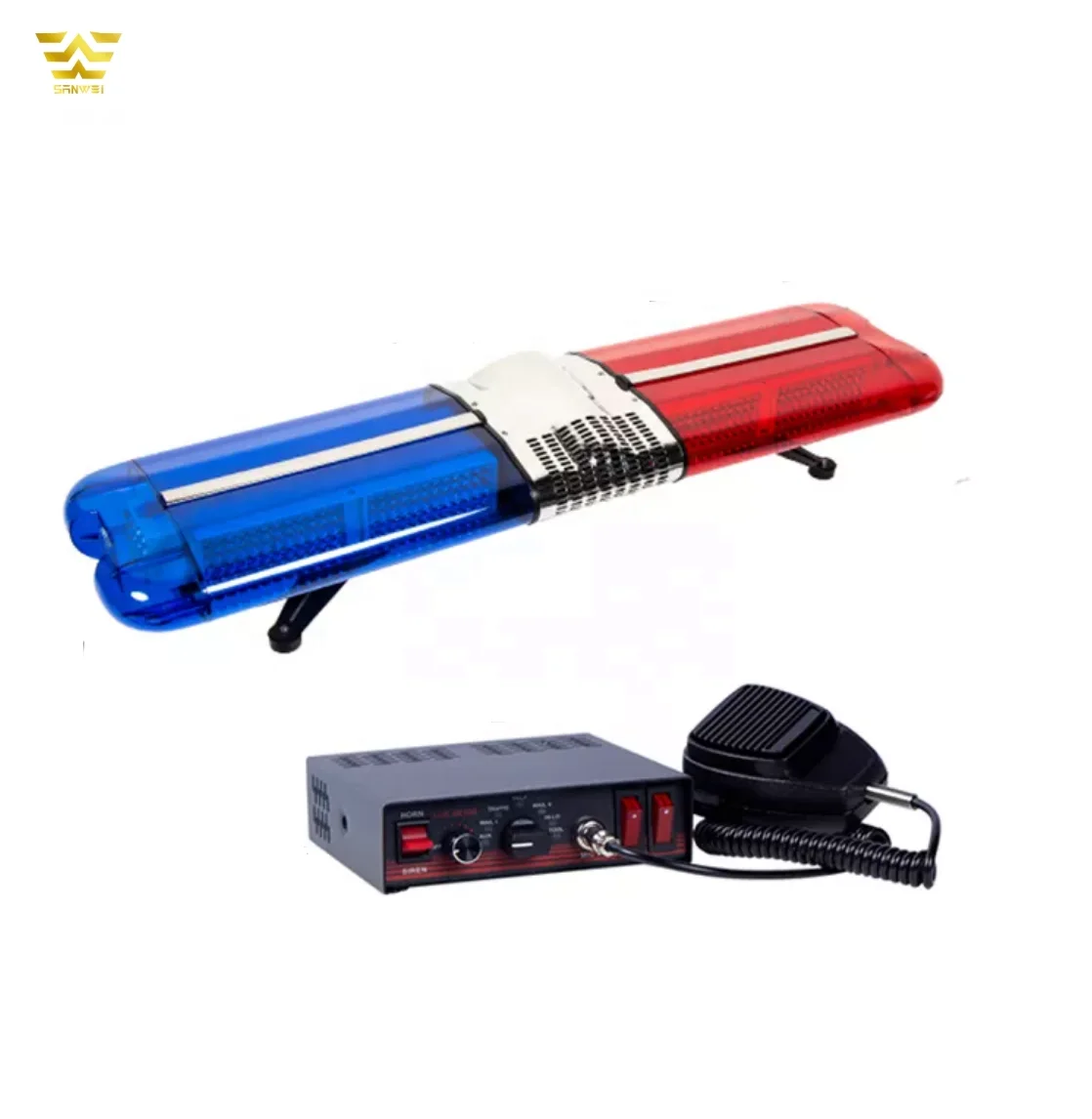 DC12V 120watts revolving smd led police light bar red blue lightbar with 100W alarm speaker