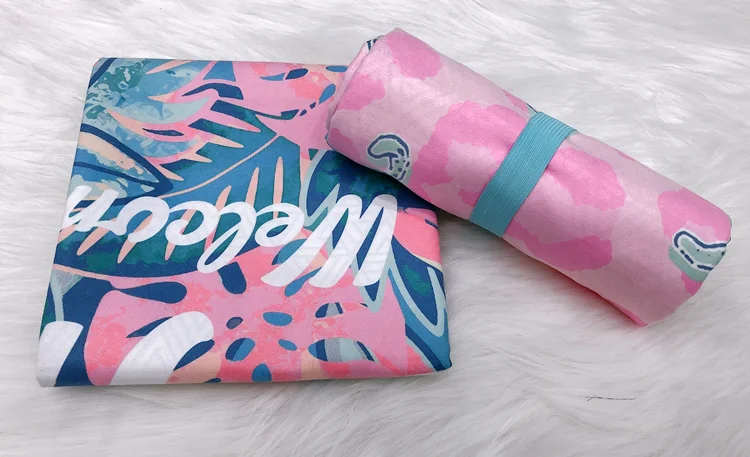 Custom Print sand free Australia  Brand Beach Towel double side Printed Microfiber suede Square Beach Towel