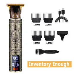 Hot Selling Professional Rechargeable T9 Men Barber Hair Clipper With Led Diapaly Hair Cutting Machine Electric Hair Trimmer