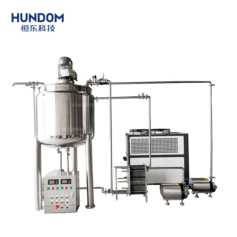Stainless steel cooling emulsification tank with plate heat exchanger, making salmon sauce cooling emulsification tank