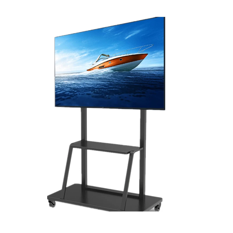 Height Adjustable TV Stand Mobile TV Lift Trolley With Wheels For Office Rolling TV Stand