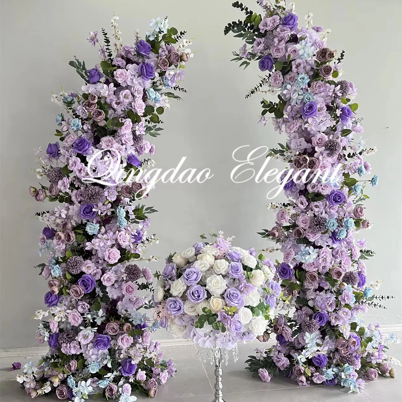 EG-WD267 Decoration for wedding event purple and white wedding backdrop decor purple arch stand flower