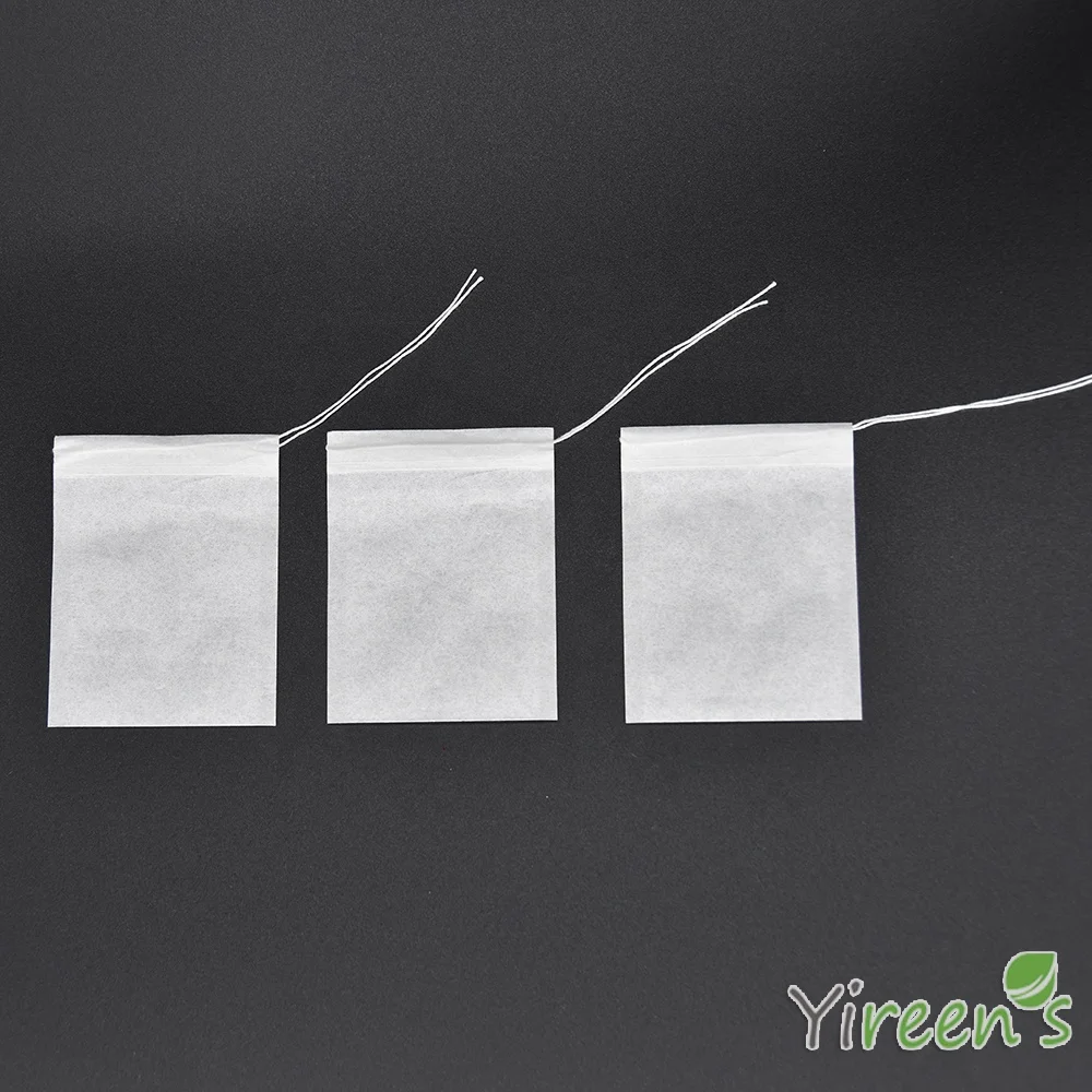 60 X 80mm Disposable Wood Pulp Paper Tea Bags Threads Coffee Maker Filters with Strings Mug Strainers (100pcs /bag)
