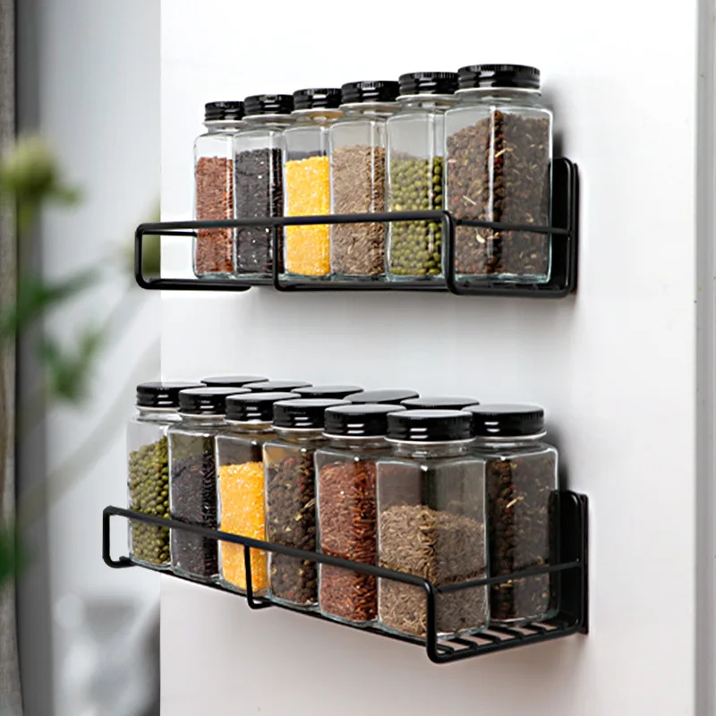 Magnetic absorption seasoning rack refrigerator perforation-free seasoning rack wall mounted metal Spice rack