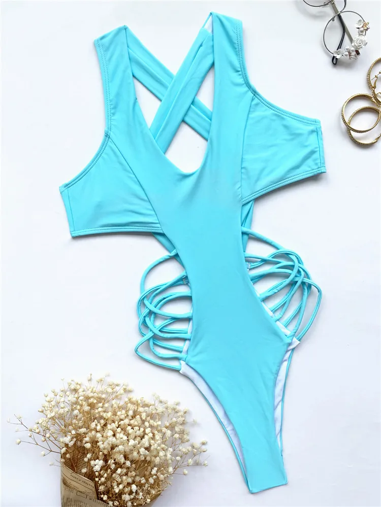 FYA609 Summer Women Long Sleeve 2020 Transparent Swimwear One Piece Monokini