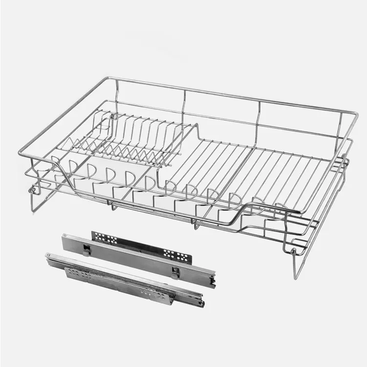 Stainless Steel Pull-out Cabinet Basket Organizer for Dish Bowl Pan Household