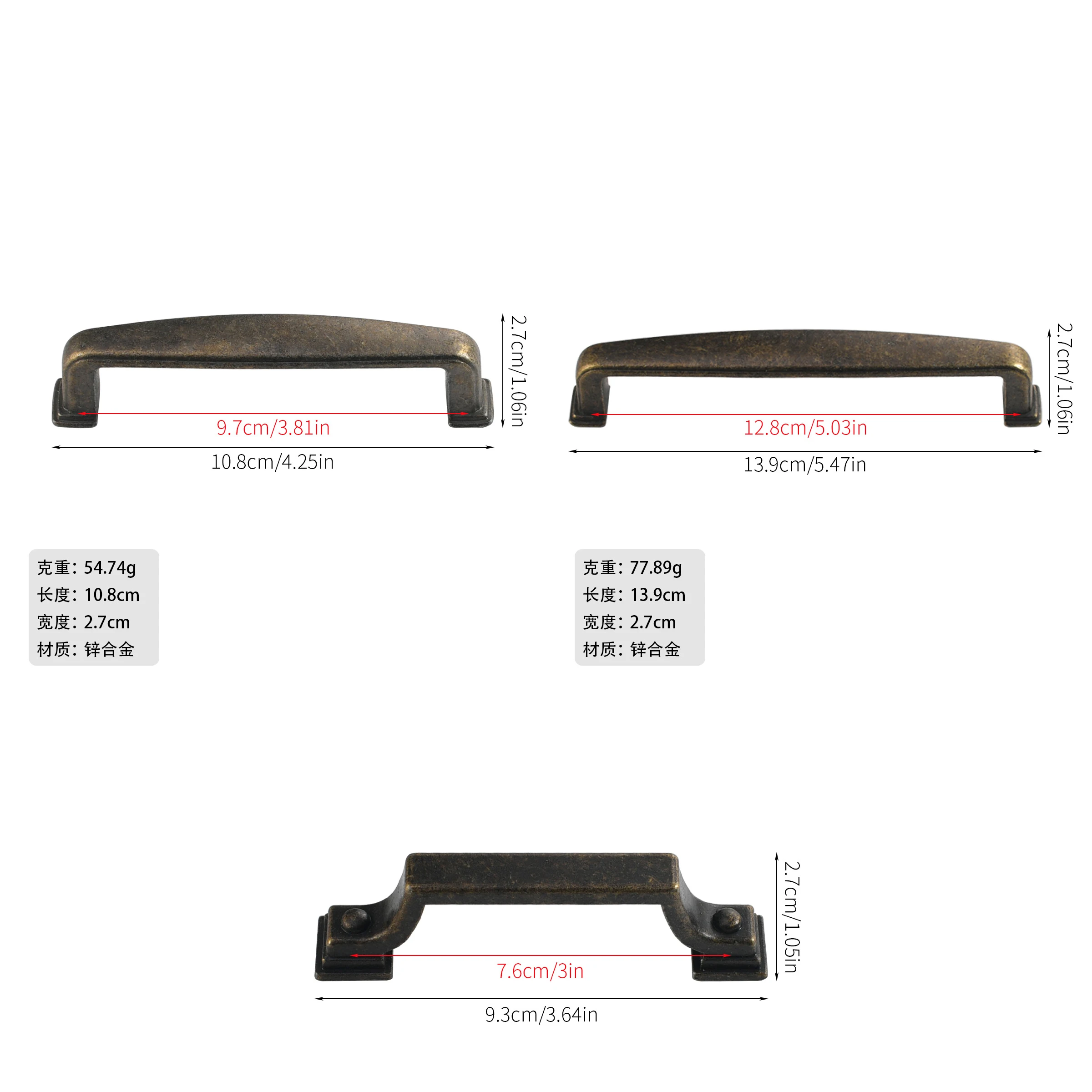 Drawer Cabinets Wardrobe Door Handle Accessories Style Three Fixed Antique Zinc Alloy New Chinese Iron Kitchen Furniture Handle