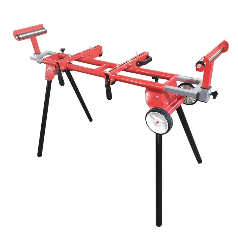 Universal collapsible Rolling folding Miter Saw Stand Quick Attach, Compact and Portable with Extension Rail and Rollers (1600086680331)