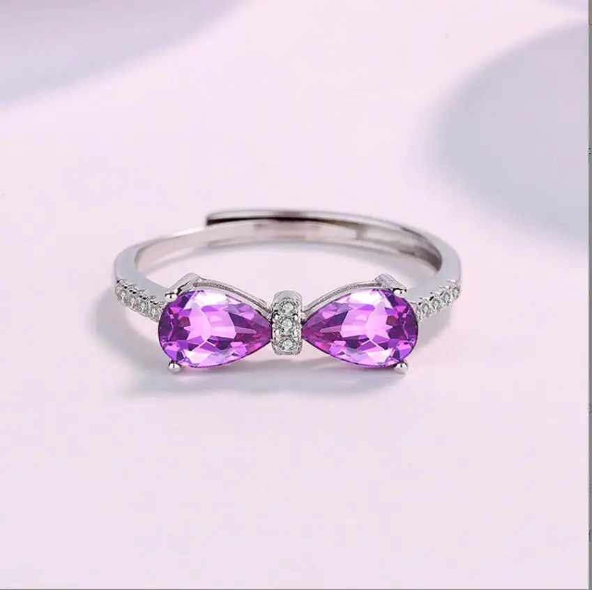 Purple Heart Cut Solid 925 Sterling Silver Engagement Ring Jewelry Manufacturer China