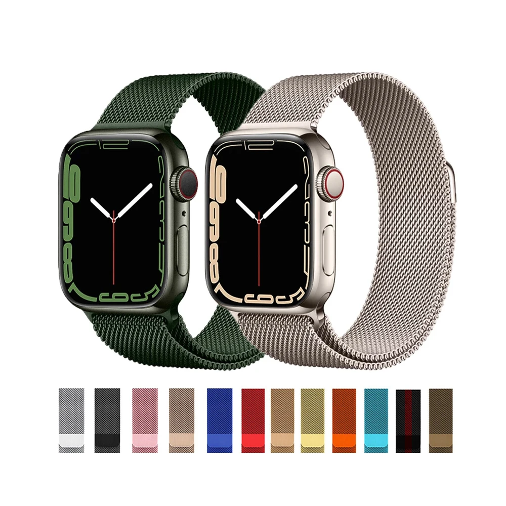 Watch Strap For Apple Watch Band 42mm 44mm 45mm 38mm 40mm 42mm Stainless Steel Metal Magnetic Loop bracelet iWatch Milanese