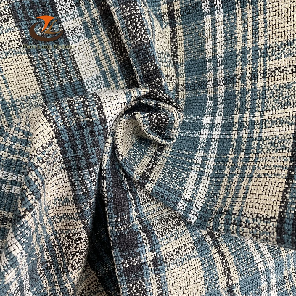 good sell yarn dyed woven fabric table lines jute  sofa upholstery fabric