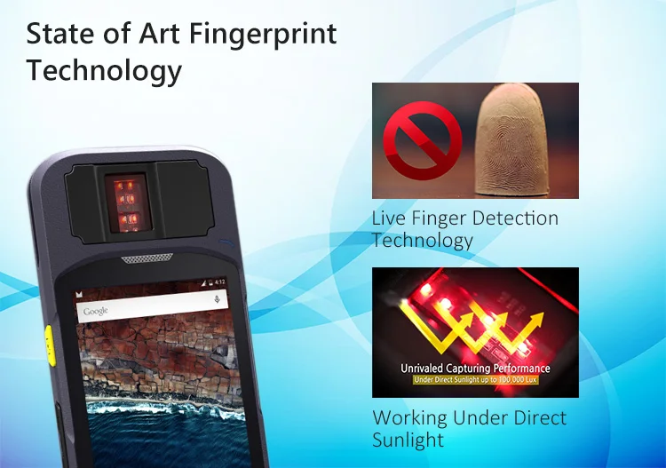 IP65 Mobile Biometrics PDA with Fingerprint Scanner and High Volume Battery for School and Banking