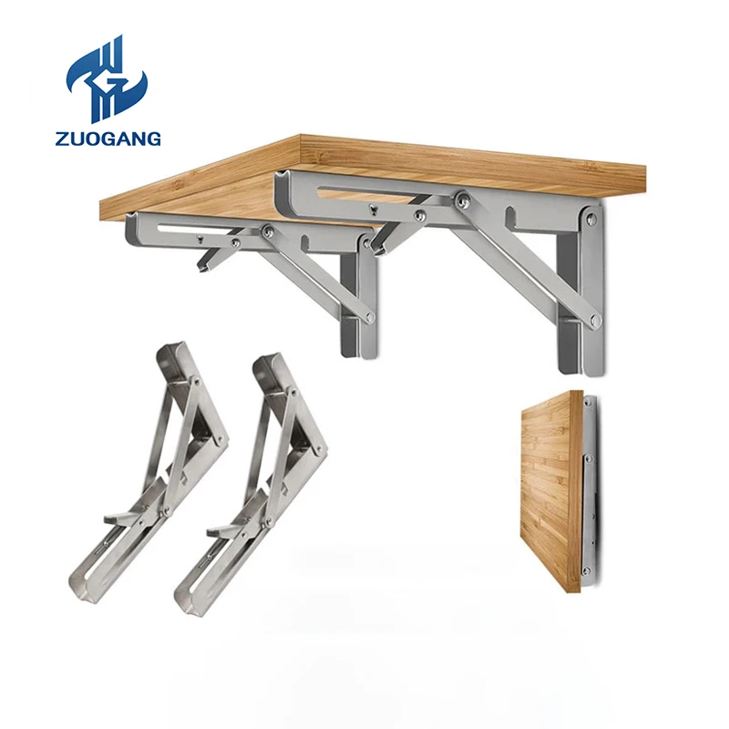 Zuogang Furniture Hardware Heavy Duty Hidden Wall Mounted Folding Metal Triangle Shelf Brackets for Space Saving