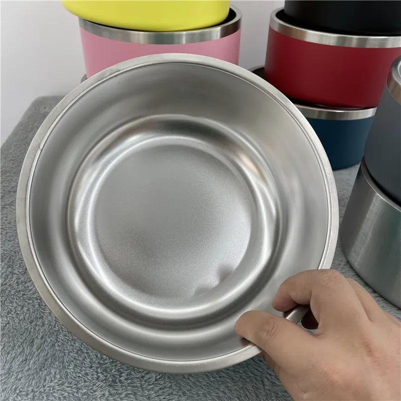 С двойными стенками 304 нержавеющая сталь 64oz собаки кошки животные пищевой контейнер для воды блюдо миска с резиновым основанием собак
