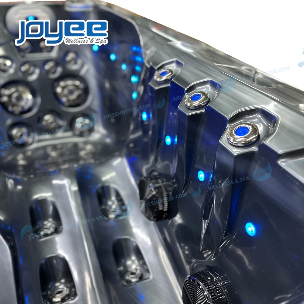 JOYEE new modern balcony jazzy hottub cheap price mini white black acrylic 2 person mini spa hot tub outdoor