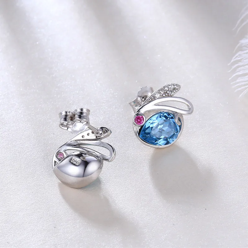 Fashion Unicorn Earrings 925 Sterling Silver Zircon Cat dolphin rabbit Stud Earrings With High Quality