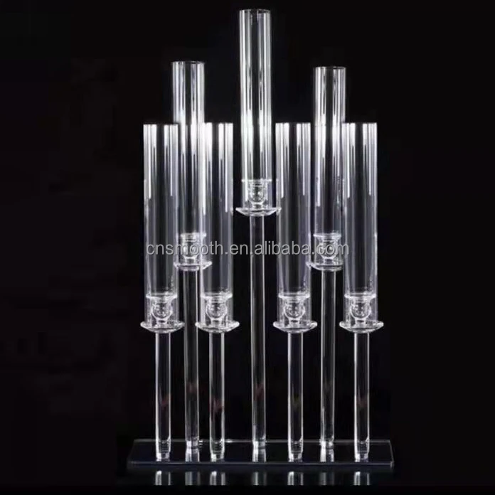 Wedding event decoration 7 arms clear crystal glass candle holder for
