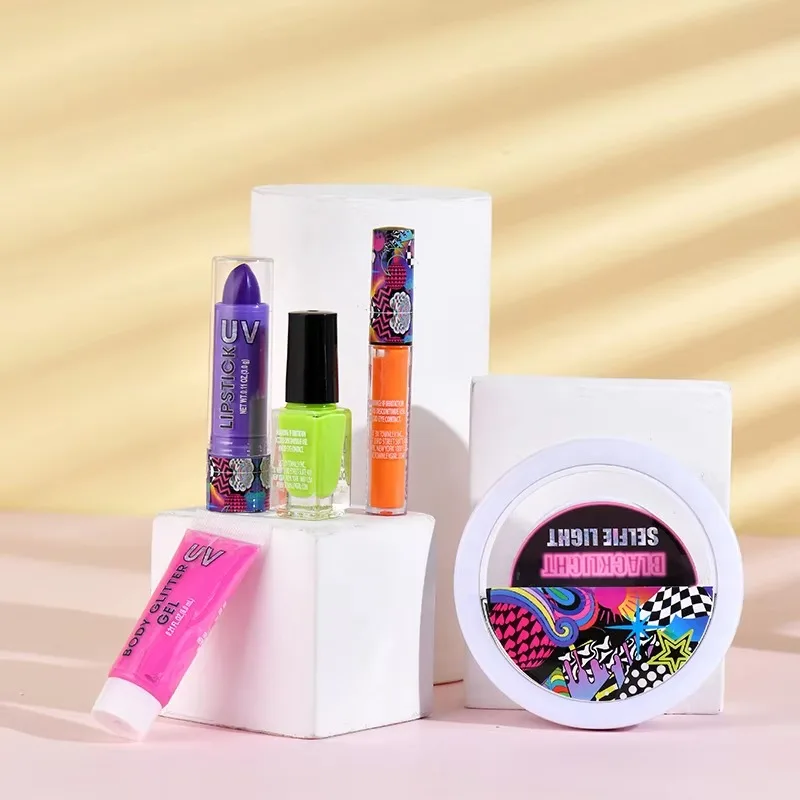 Kids Fluorescent Light Makeup Kit Makeup Set Toy Cosmetic Beauty Set For Kids Washable Real Makeup Girl Toy