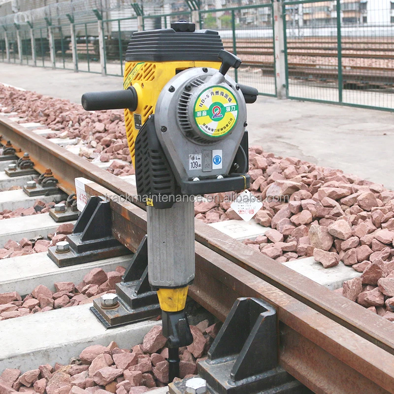 Portable and efficient railway equipment ballast tamping tool with gasoline engine