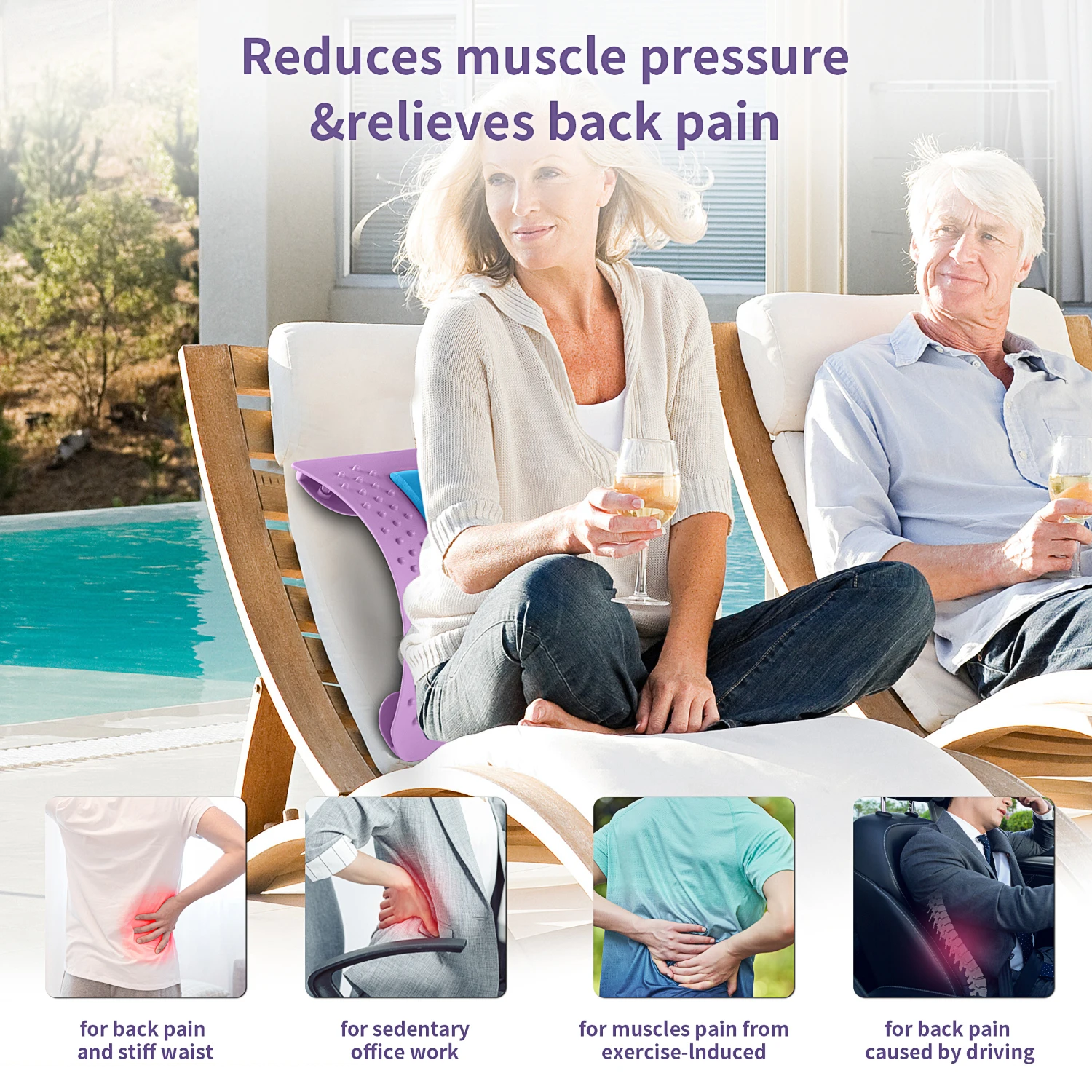 Back Stretcher Contiuously Variable Adjustable Back Massager for Lower Upper Back Pain Relief, Back Cracker for Bed & Chair &Car