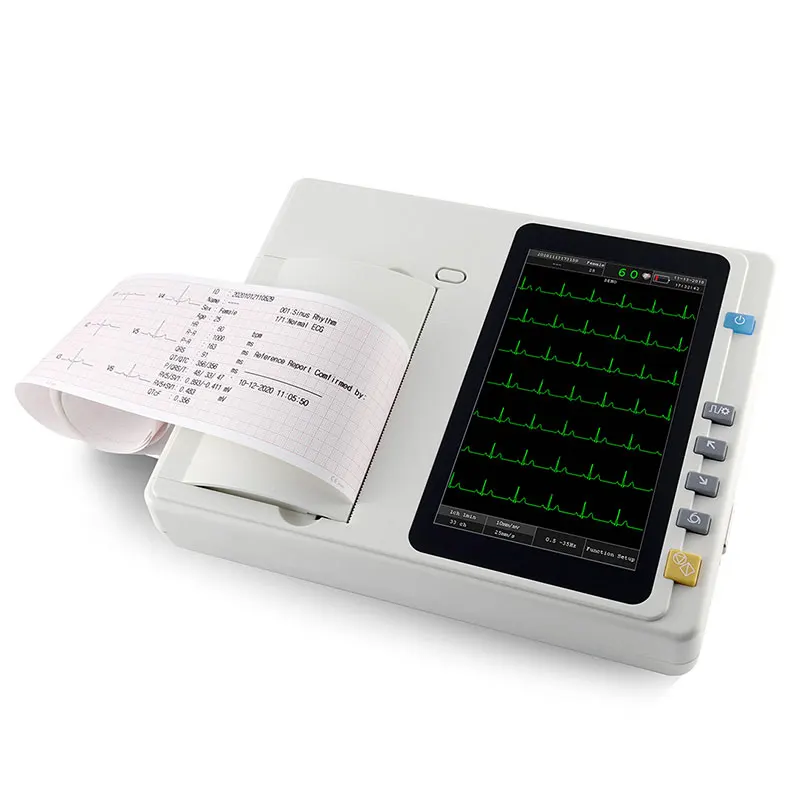 7 inch high resolution color touch screen 12 leads 3 channels ECG machine