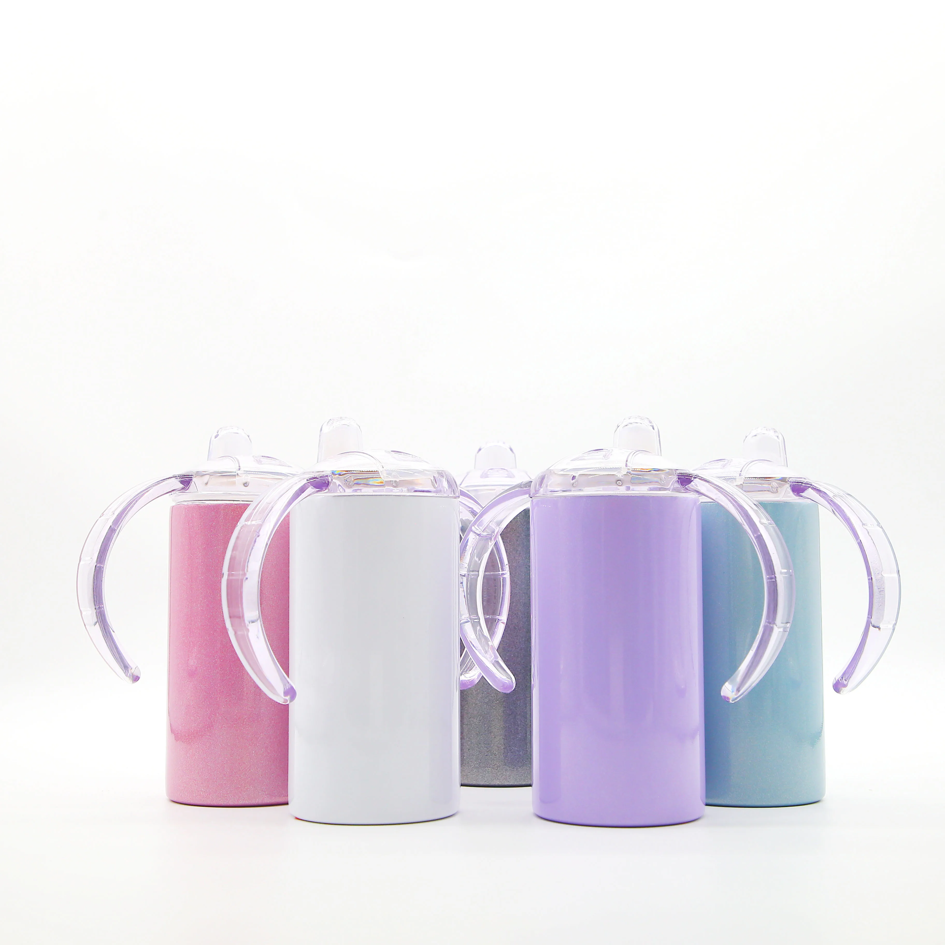 US warehouse 12oz Straight Kids Sippy Cups  Stainless Steel Vacuum  Sublimation Blanks Kids Tumbler BPA Free Double Lids