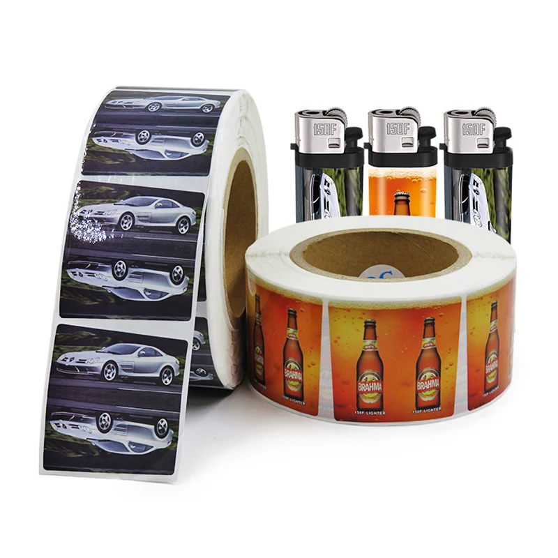 Manufacture Custom Waterproof Reusable Vinyl Self adhesive Lighter Roll Sticker Label Lighter Wrap Custom