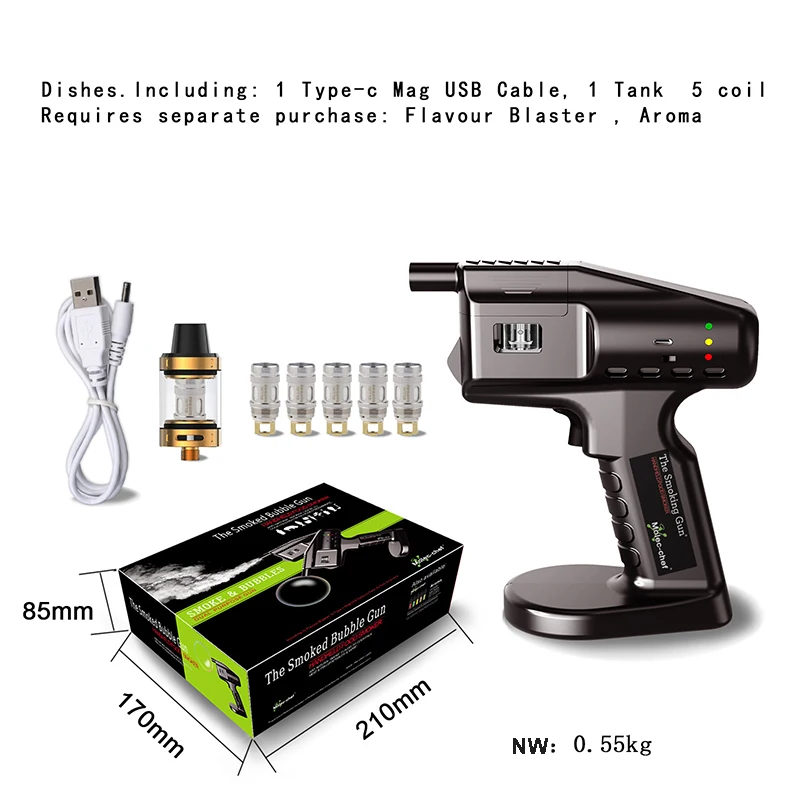 Kitchen Food Smoker Machine USB Charging Powered Cocktail Wine Cold Drinking Smoke Bubble Gun