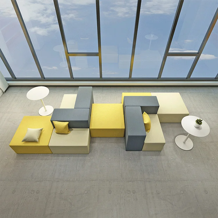 Vantervi Comfortable Modern Public Area Furniture Modular Sectional Fabric Office Reception Sofa
