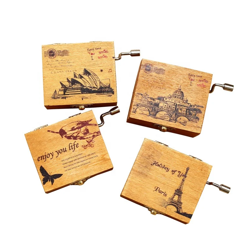 
high quality retro wooden craft music box wooden wedding 
