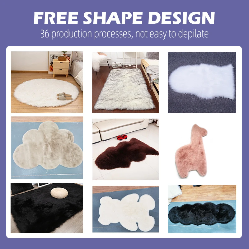 Large fluffy round white faux fur rug circular living room rug sheepskin fur mats fluffy rug shaggy carpet