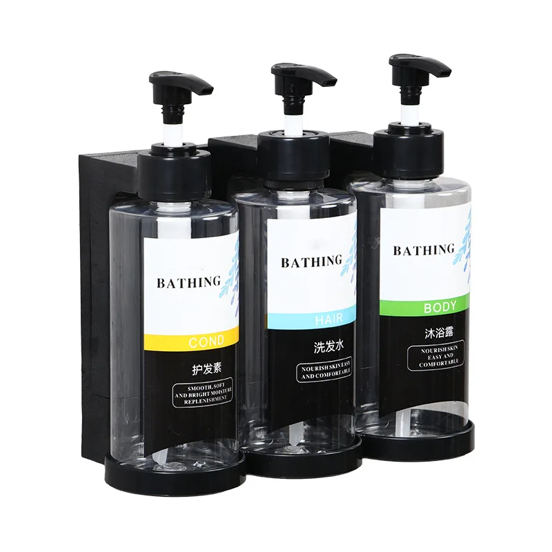 Nail-Free Wall-Mounted Hotel Bathroom Kitchen Soap Dispenser Bottle Collection Container Hand Soap Shower Gel Shampoo Press