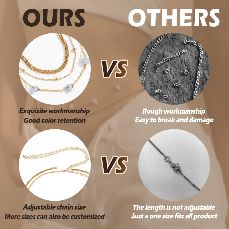 Gold Plated Waist Beads Fashion Alloy Body Chain Plus Size Trendy Belly Beads Parties chaine acier inoxydable tour de taille