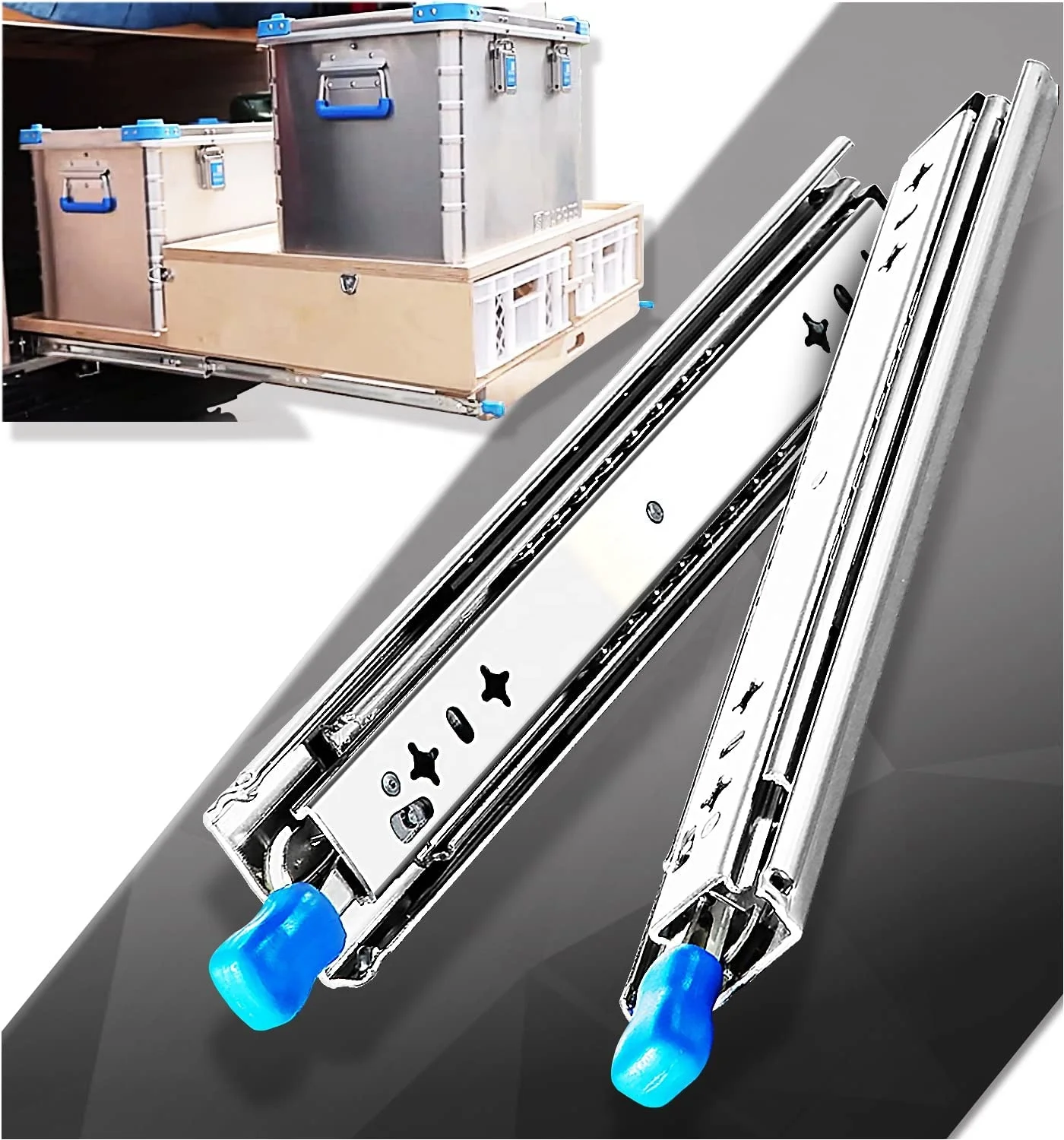 GUANZHIYU 28 Inch Ball Bearing Side Mount Glides Runners Rails Cabinet RV Tool Box