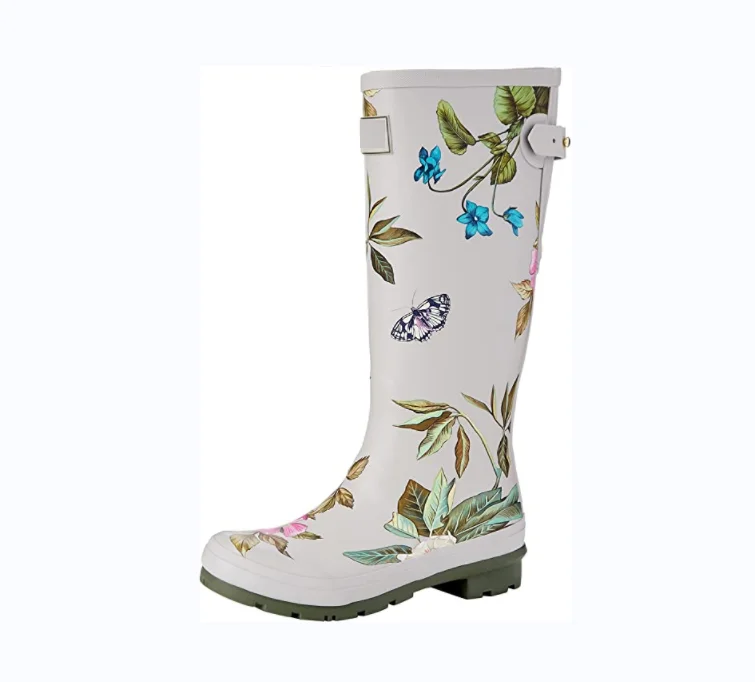 Printing waterproof thick wear resistant ladies wellies rubber rain boots garden boots work boots