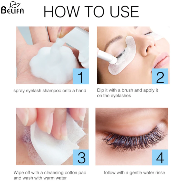 wholesale private label lash foam cleanser bottle with brush eyelash extension kit set vegan lash wash shampoo eyelash cleaning