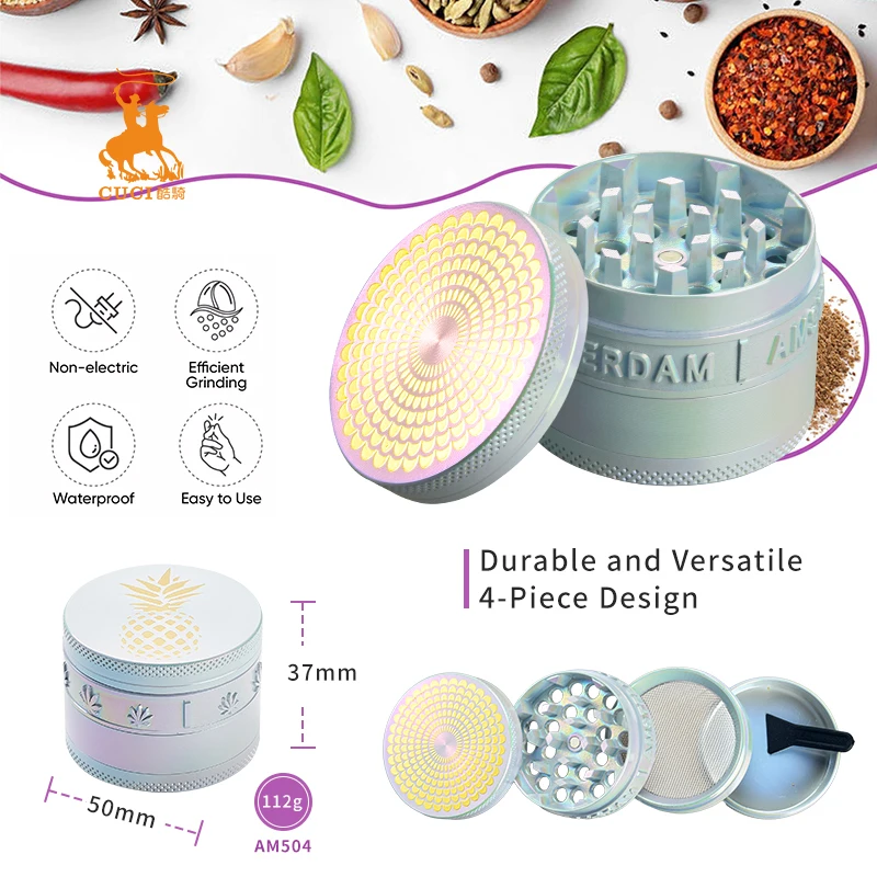 CUCI Wholesale OEM Zinc Alloy Tobacco Grinder 4 Layers 40MM 50MM Metal Herb Grinder Machine for Smoking Shop